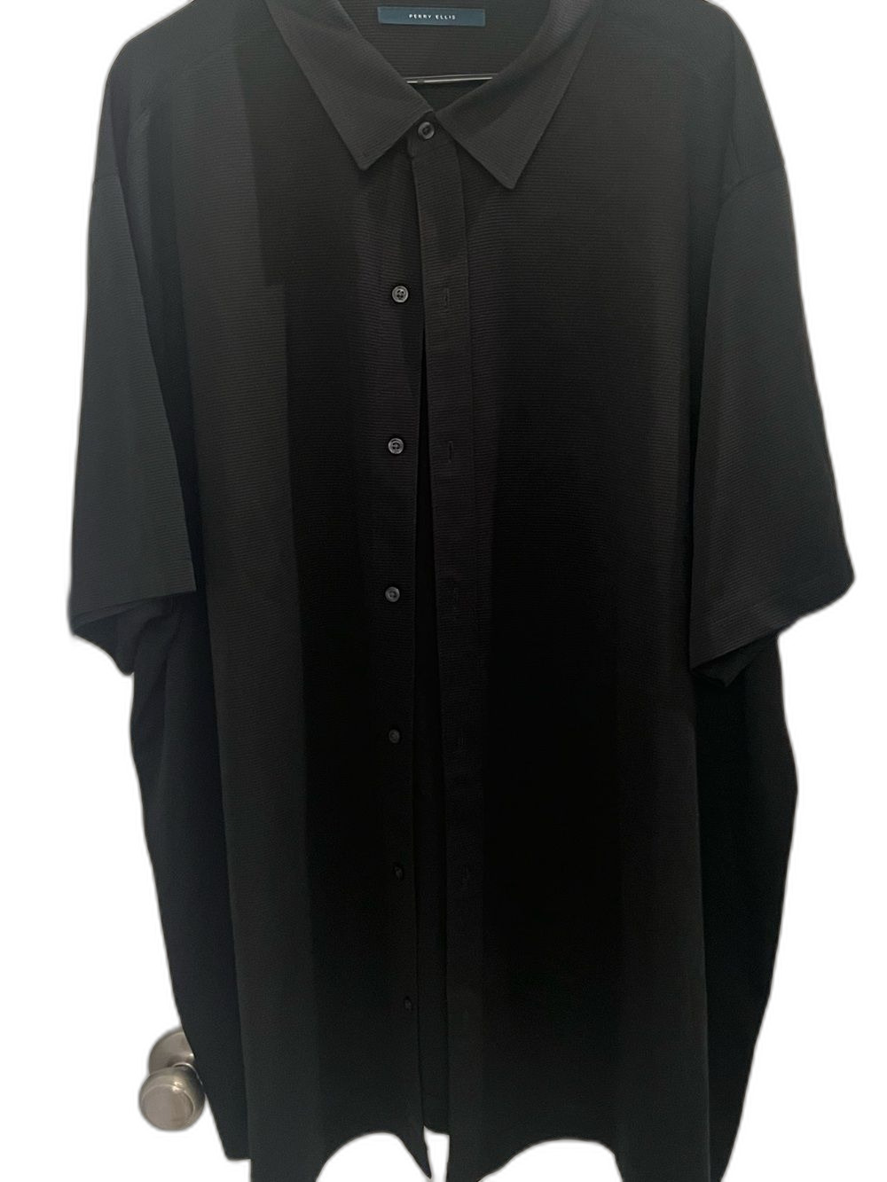 Perry Ellis Men’s 3X Black Textured Short Sleeve Button Down Shirt